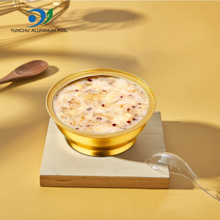 Bosca Takeaway Babhta indiúscartha coimeádáin scragall alúmanaim bhabhla órga beaga