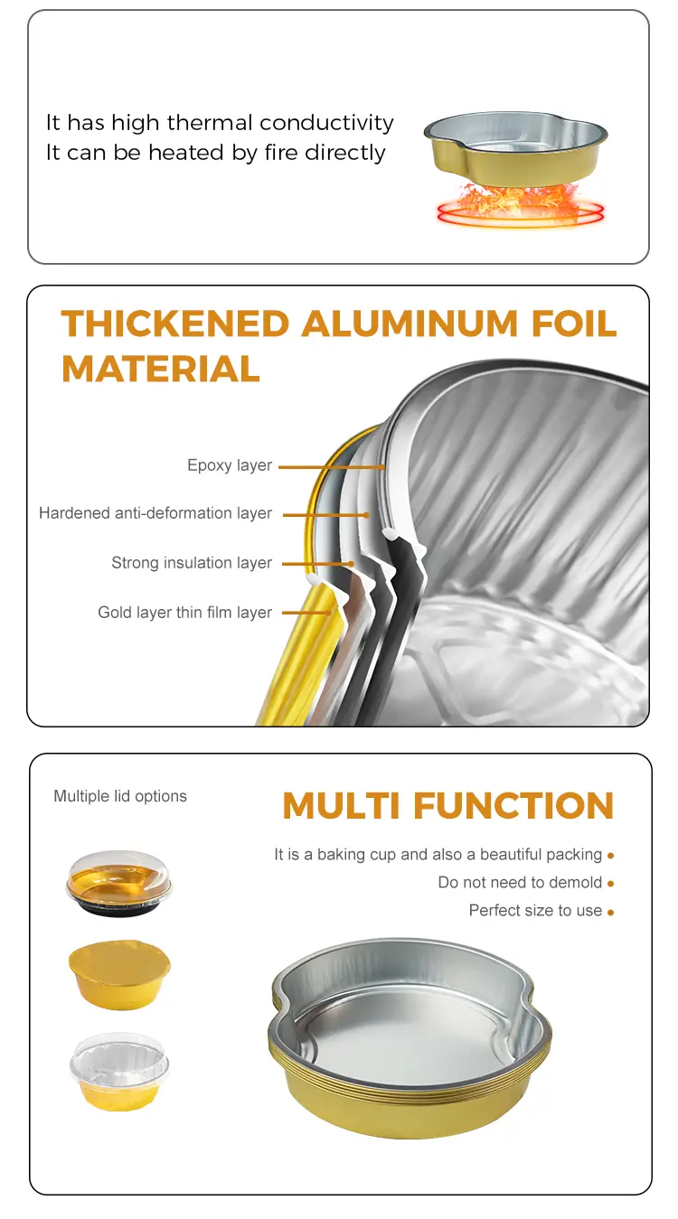 Gold tiered dining Round Aluminum Foil Containers