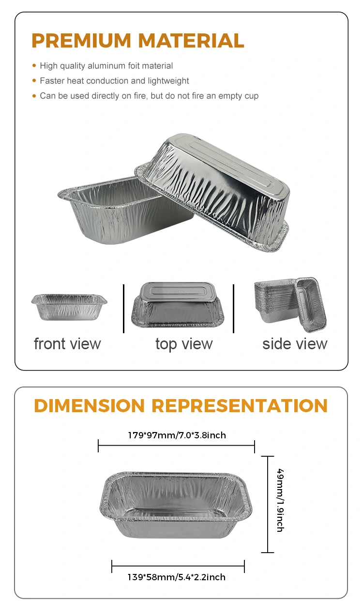 Rectangular air fryer baking Silver Aluminum Foil Containers