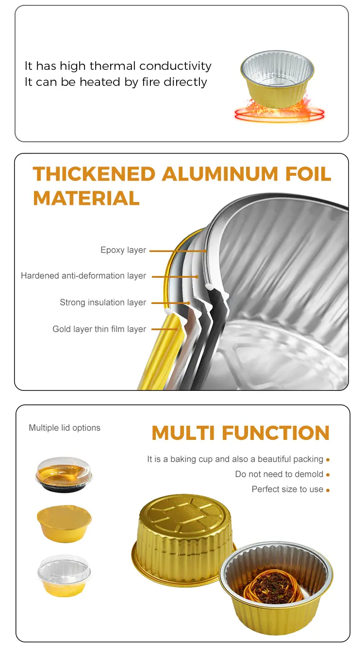 Disposable baking tray dining Golden Aluminum Foil Containers