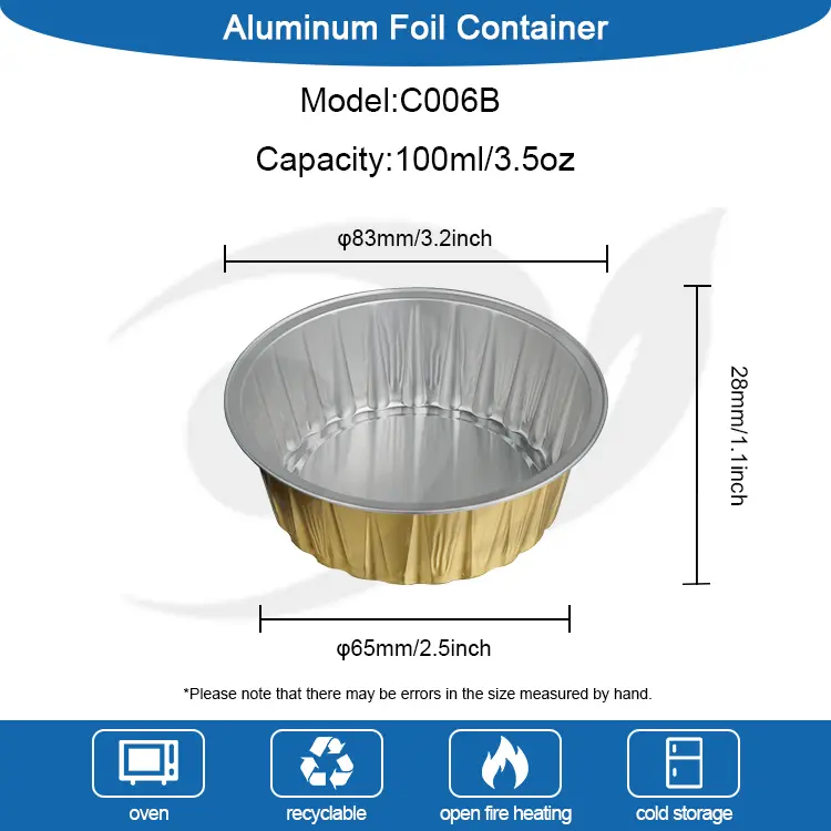 Spéaclaí bácála císte cruinn coimeádáin scragall alúmanaim smoothwall